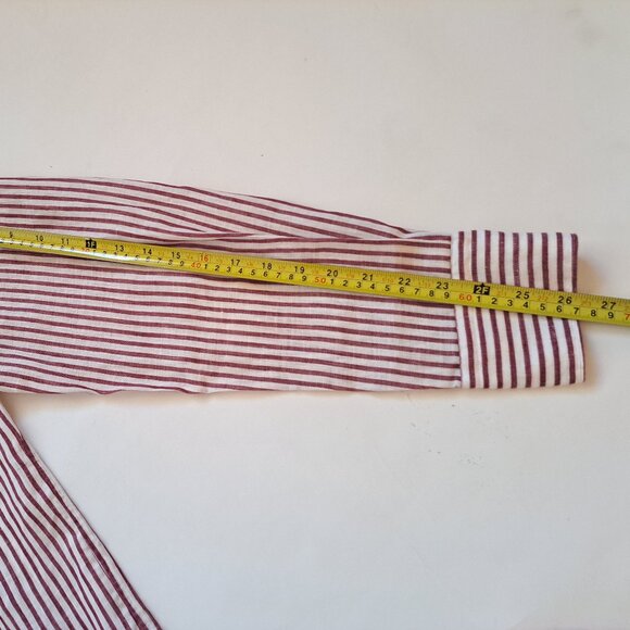 NEW Stenstroms Striped Red Button Down 100% Linen Dress Shirt Size L - Picture 13 of 16